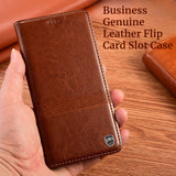 Business Genuine Leather Flip Card Slot Case for iPhone