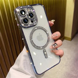 New Fashion Glitter Diamond Magnetic Transparent Case For iPhone