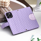 Glitter Plaid Leather Case with Card Slots and Lanyard for iPhone