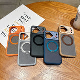 Carbon Fiber Plating Bracket Magnetic Case for iPhone