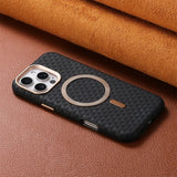 Luxury Leather Carbon Fiber Texture Magnetic Shockproof Phone Case for iPhone