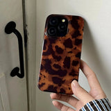 Retro Amber Texture Stylish Leopard Print Phone Case for iPhone