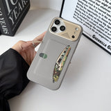 Plaid Card Pocket AI Button Cooling Hard Case for iPhone