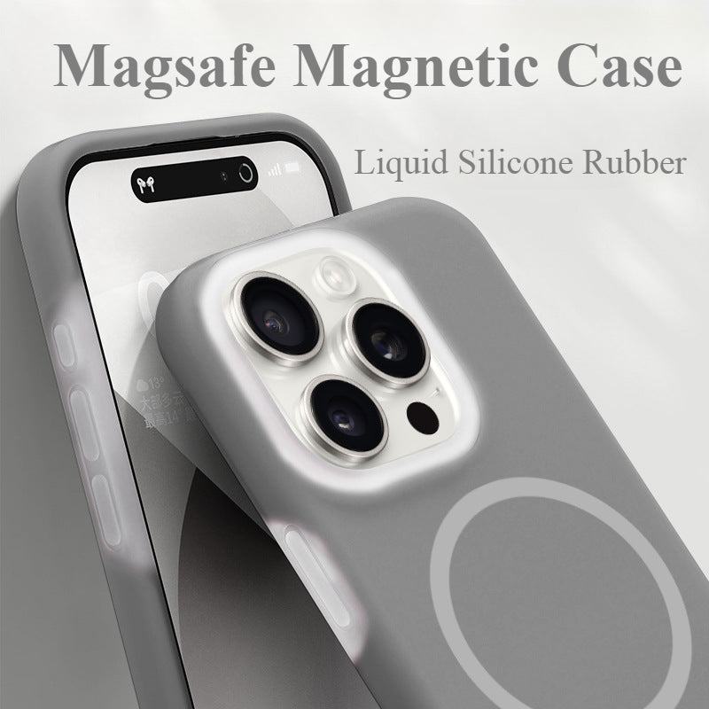 Solid Color Jelly Magnetic Liquid Silicone Phone Case For iPhone