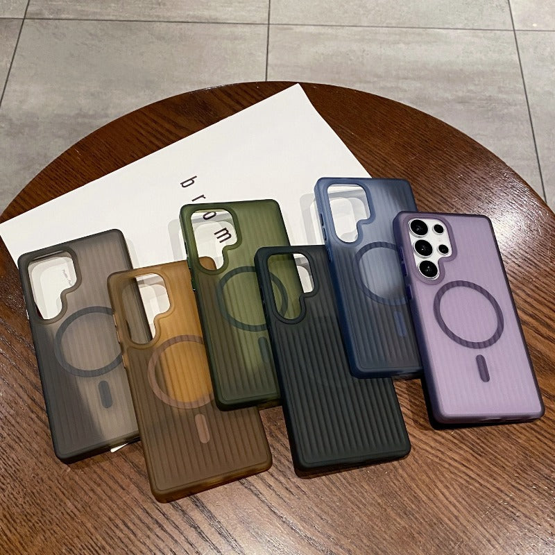 Corrugated Pattern Non-slip Magnetic Matte Case For Samsung