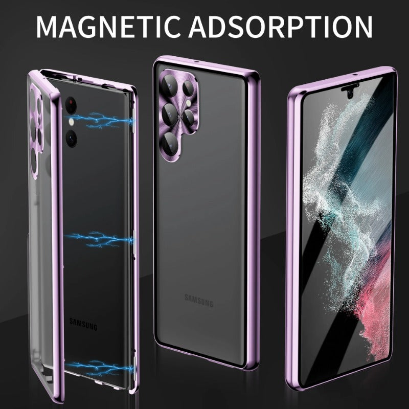Magnetic Double Sided Tempered Glass Metal Frame Case For Samsung