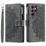 Luxury Embossed Card Slots Zipper Wallet Leather Case for Samsung