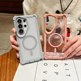 Transparent Glitter Magnetic 2in1 Airbag Shockproof Case For Samsung