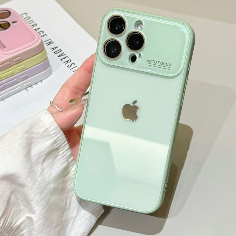 Glossy Pure Color Lens Protection Phone Case For iPhone