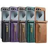 2 in 1 Leather Magnetic Flip Wallet Case for Samsung Z Flip