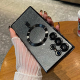 Plating Glitter Magnetic Magsafe Wireless Charging Case For Samsung