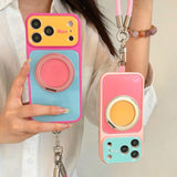 Color Block Magnetic Stand Shockproof Case for iPhone