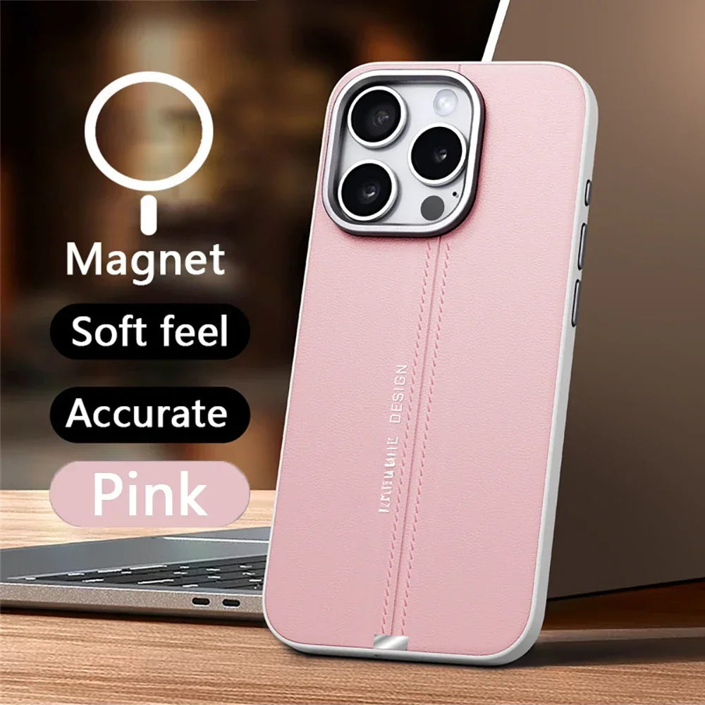 Luxury Business Leather Magnetic Case For iPhone