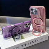 Glossy Corrugated Stripe Magnetic Case For iPhone