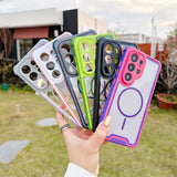 Contrast Color Magnetic Shockproof Transparent Hard Case For Samsung