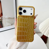 Solid Color Glossy Crocodile Skin Pattern Shockproof Phone Case for iPhone
