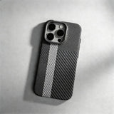 Relief Carbon Fiber Magnetic Lens Metal Protective Case for iPhone