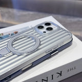 Glossy Corrugated Stripe Magnetic Case For iPhone