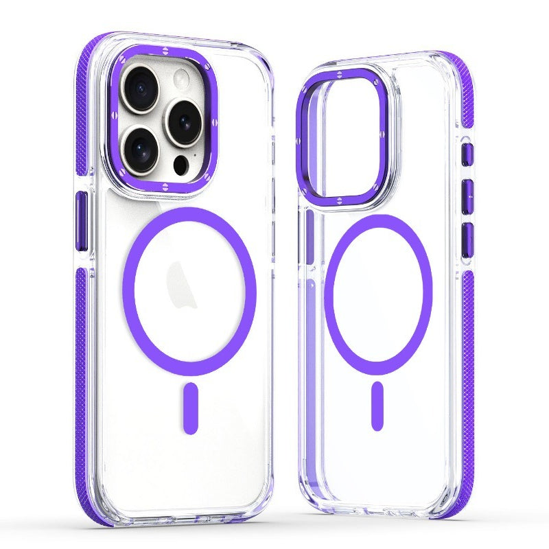 Two-Tone Transparent Magnetic Shockproof Phone Case for IPhone