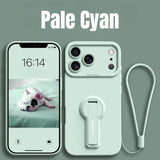 Silicone Full-Coverage Phone Case with Kickstand Lanyard for iPhone