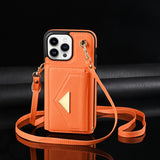 Leather Crossbody Card Slots Wallet Case for iPhone