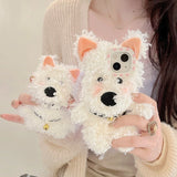 Cute Plush West Highland Terrier Dog Phone Case For IPhone