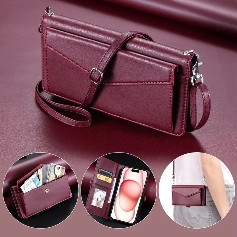 2 Lanyards Card Slots Photo Frame Wallet Case for iPhone