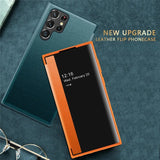 Smart Window View Leather Flip Full Protection Case For Samsung