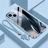 Cool Streamline Pattern Electroplated Case with Lanyard for iPhone