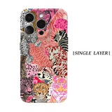 Pink Feline Collage Magnetic Double-layer Tough Phone Case for IPhone