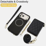 2‑in‑1 Magnetic Card Holder Leather Crossbody Case for iPhone