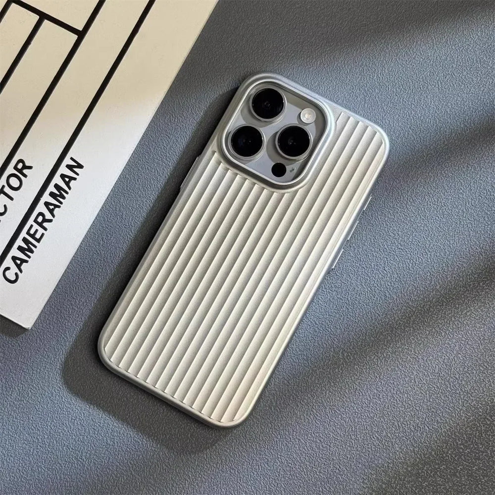 Luxury Natural Titanium Corrugated Phone Case for iPhone