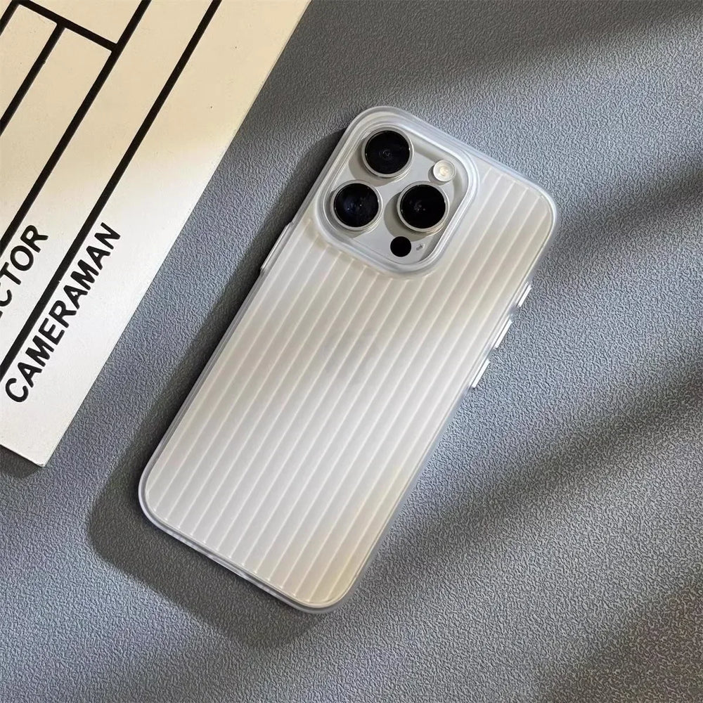 Luxury Natural Titanium Corrugated Phone Case for iPhone