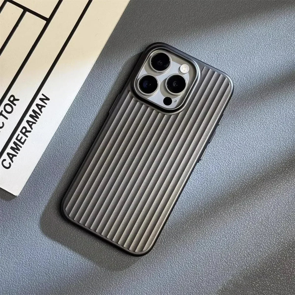 Luxury Natural Titanium Corrugated Phone Case for iPhone