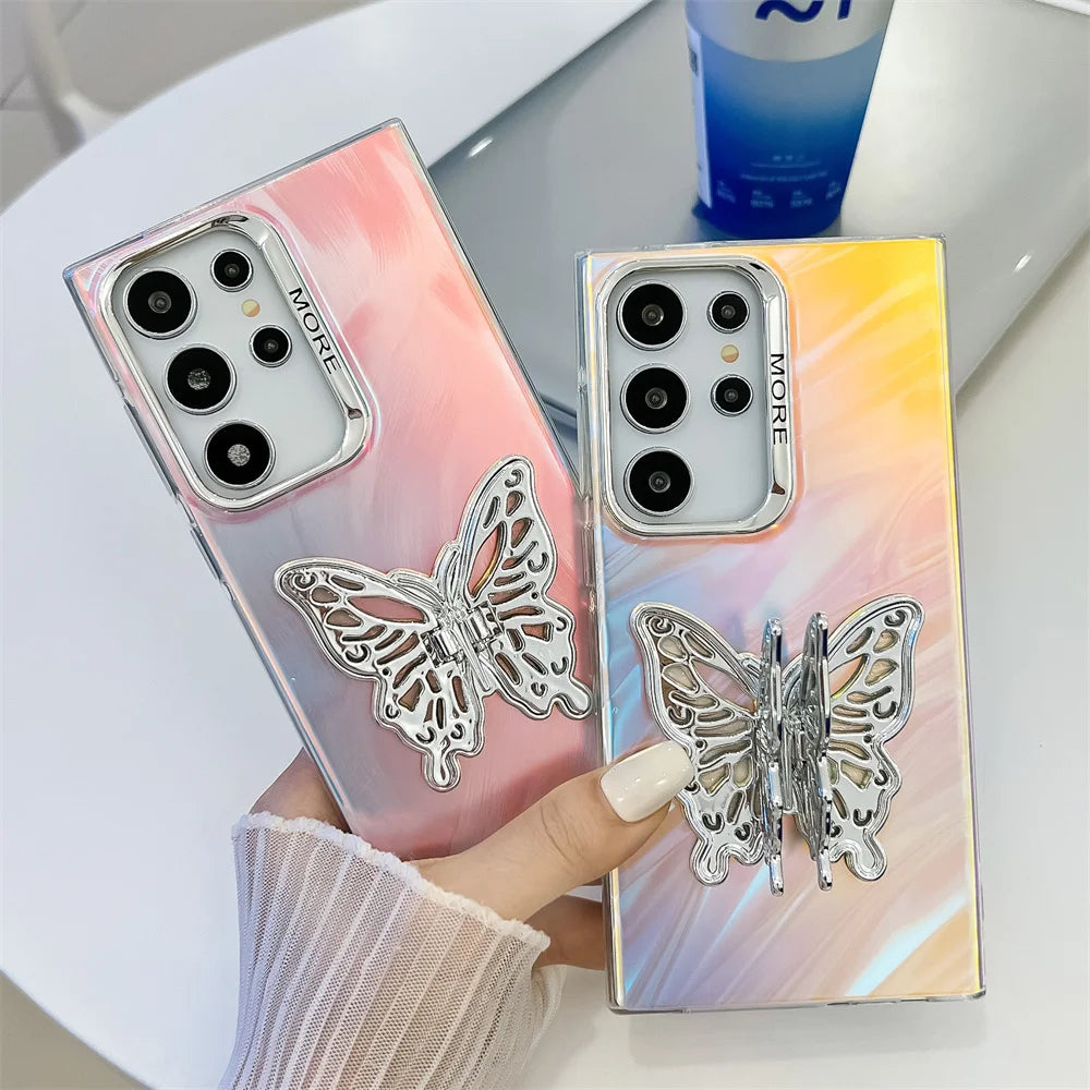 Aurora Gradient Butterfly Bracket Case for Samsung