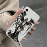 Black Angel Death demon Clear Soft Case protection for iPhone