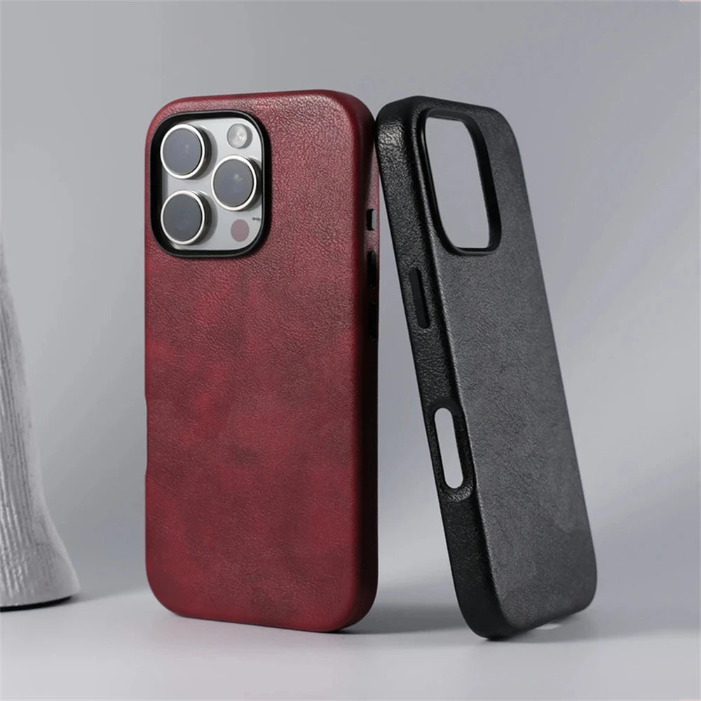 Business Retro Leather Magnetic Case For iPhone