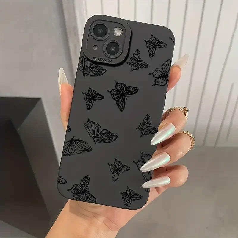 Butterfly Shockproof Matte Silicone Case For iPhone
