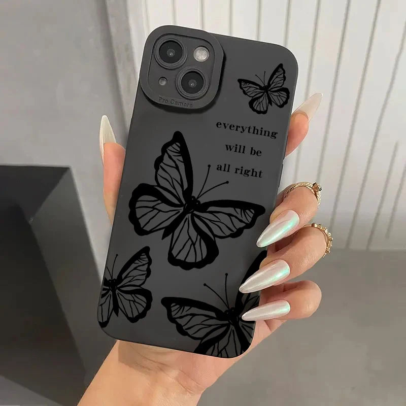 Butterfly Shockproof Matte Silicone Case For iPhone