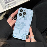 Butterfly patterned lambskin leather phone case for iPhone
