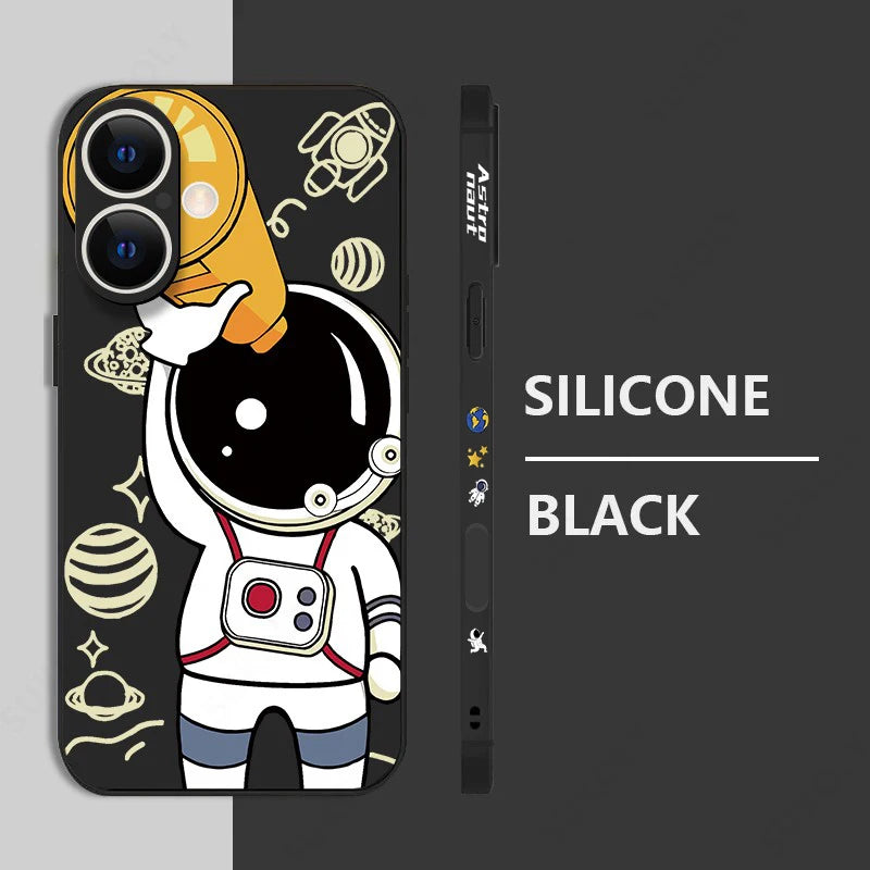 Cartoon Astronaut Lanyard Case For iPhone