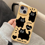 Cartoon Black Cat Phone Case For iPhone