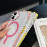 Clear Acrylic Airbags Shockproof Magnetic Colorful Case For iPhone