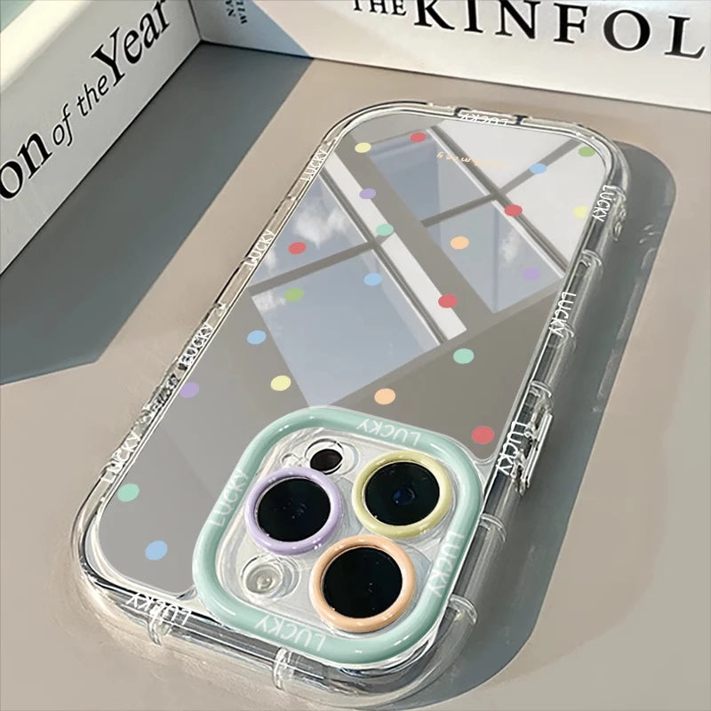 Color Wave Point Pattern Mirror Phone Case For iPhone