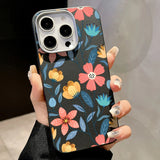 Colorful Flower Leather Texture Magnetic Case For iPhone