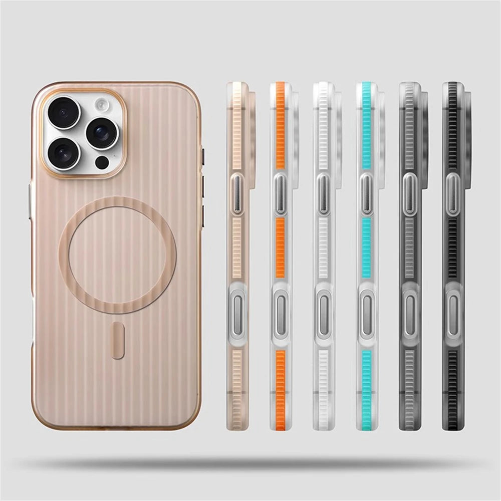 Corrugated Pattern Non-slip Magnetic Matte Case For iPhone