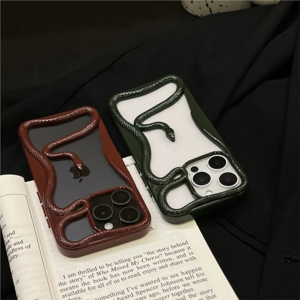 3D Snake Plating Hollow Dissipate Heat Phone Case For iPhone