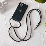 Crossbody Lanyard Silicone Love Heart Phone Case For iPhone