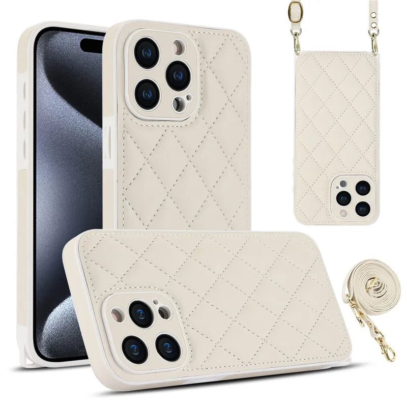 Crossbody Shoulder Strap Leather Phone Case For iPhone