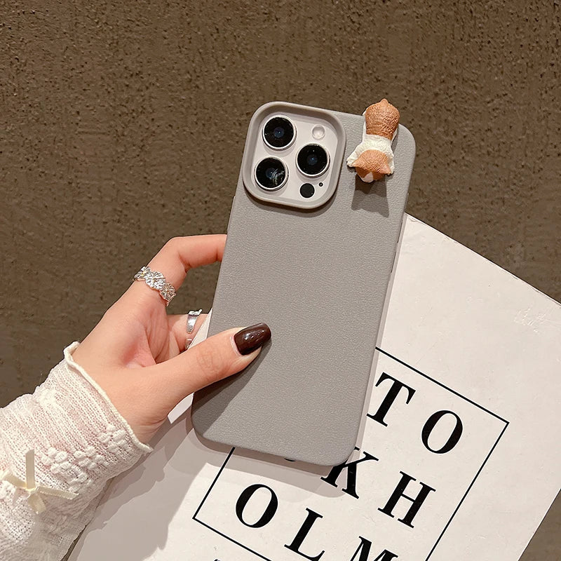 Cute 3D Cartoon Cat Lychee Pattern Leather Case For iPhone